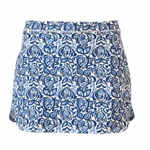 RLX Ralph Lauren Floral Fish Print Golf Tennis Skort Blue White Large NWT